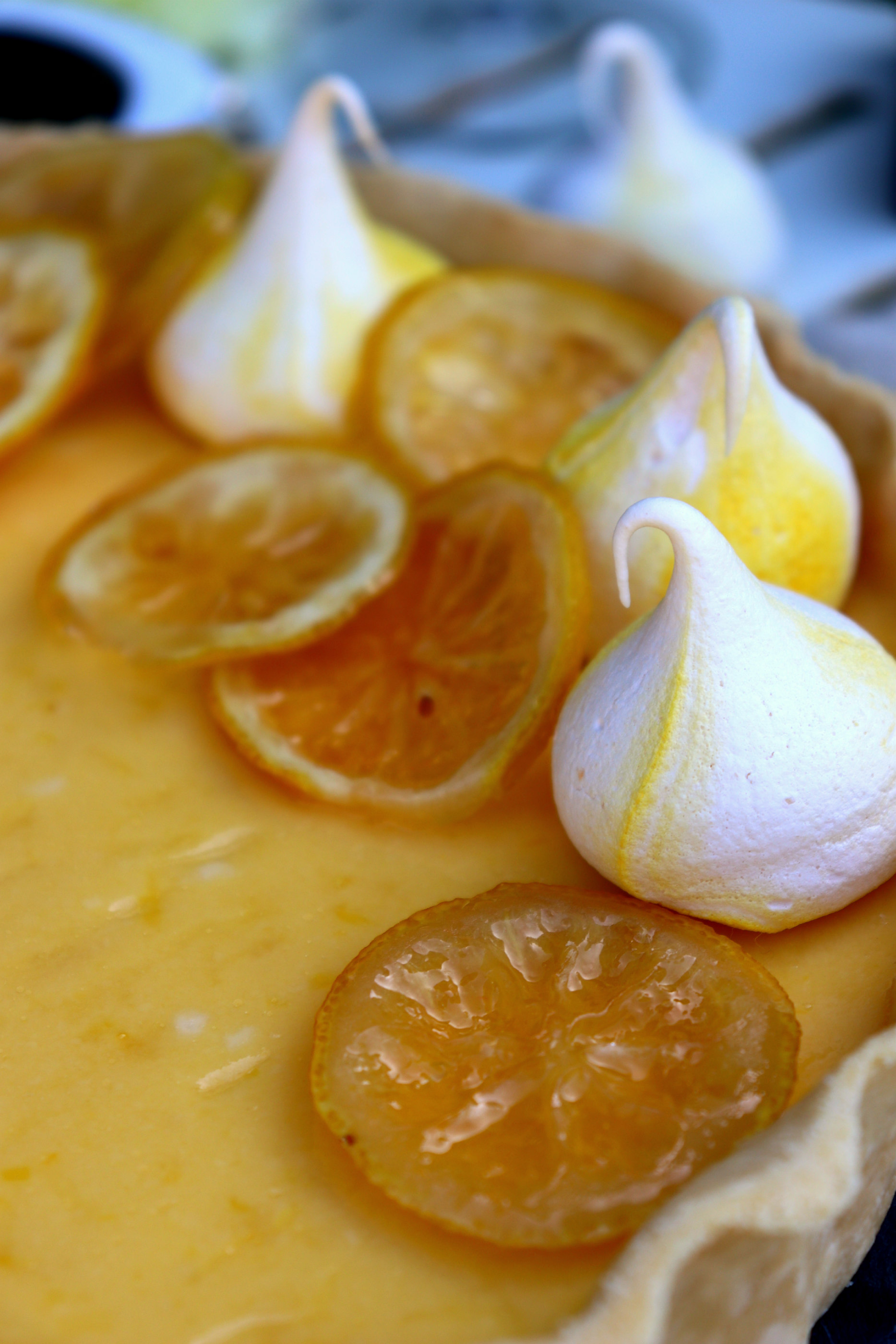 meringues on top of lemon tart
