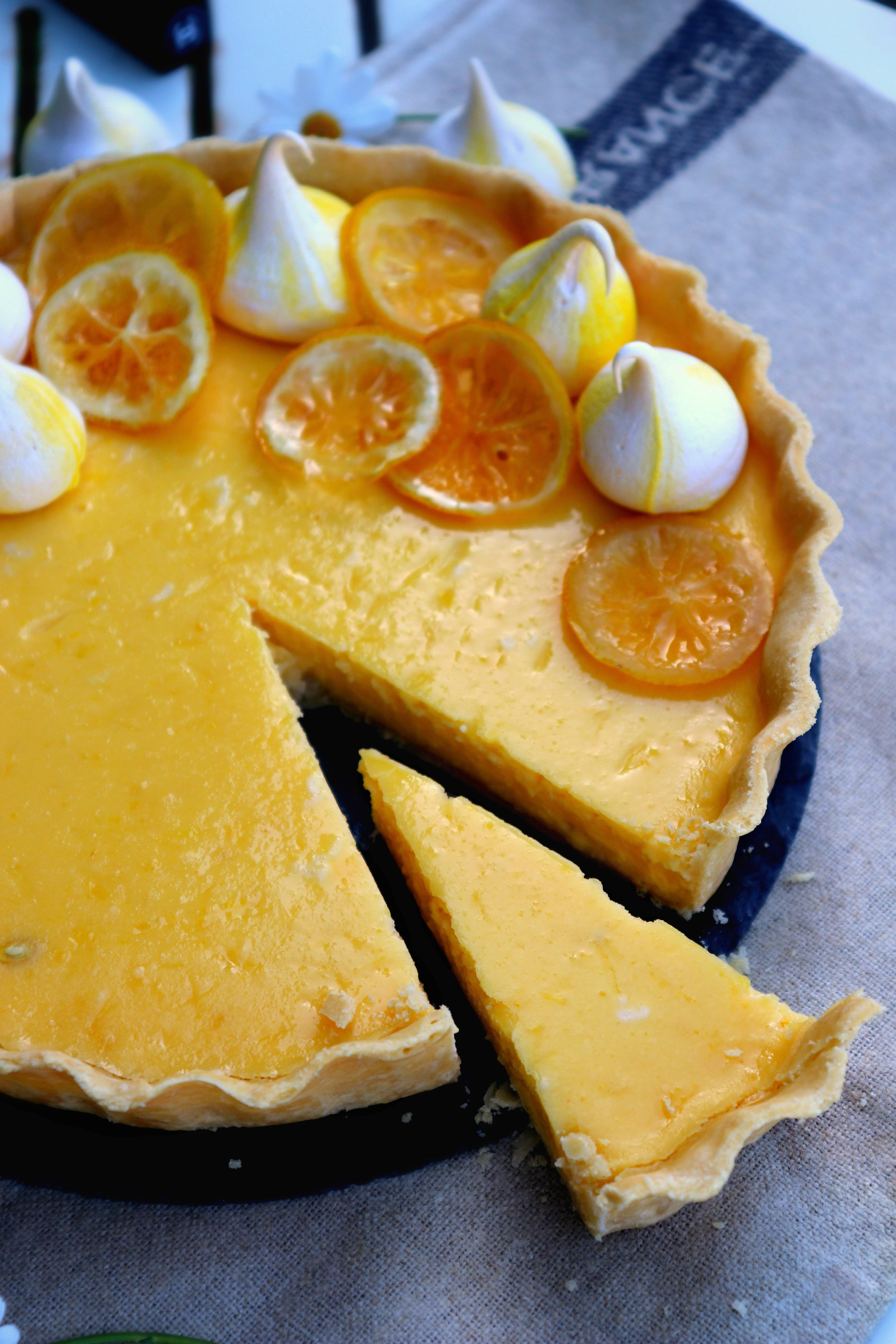 sliced lemon tart