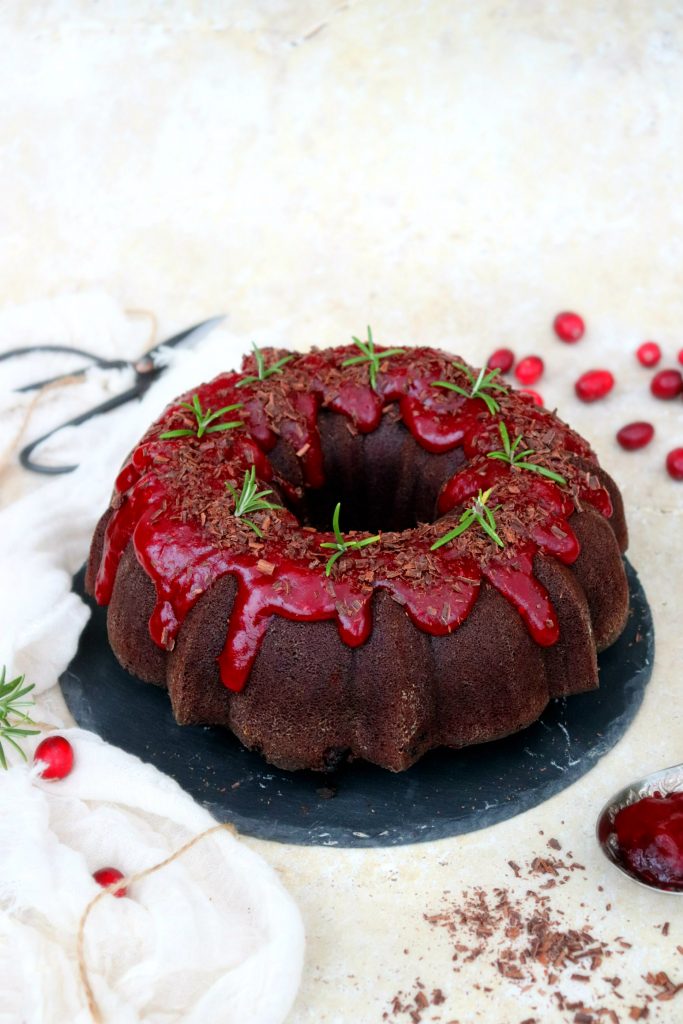 chocolate & cranberry bundt cake