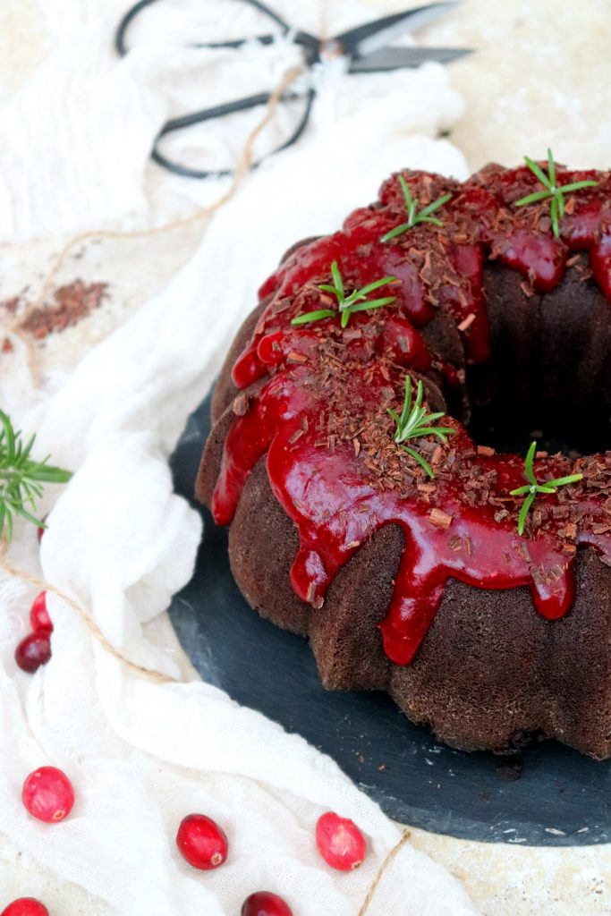 chocolate & cranberry bundt cake